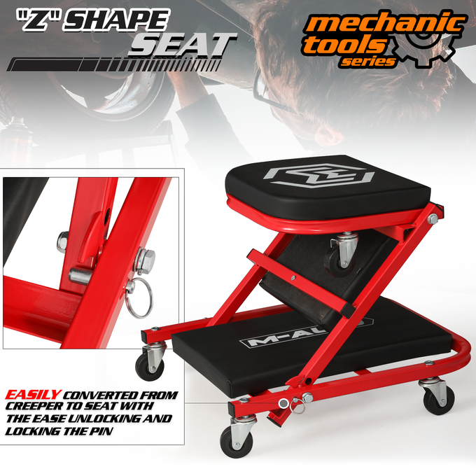 Plastic Rolling Garage Creeper <br>Dimensions: 22 x 17 x 4 in.