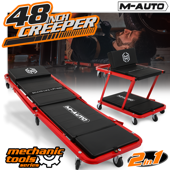 Plastic Rolling Garage Creeper <br>Dimensions: 48 x 19 x 4 in.