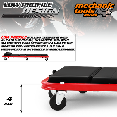 Plastic Rolling Garage Creeper <br>Dimensions: 48 x 19 x 4 in.