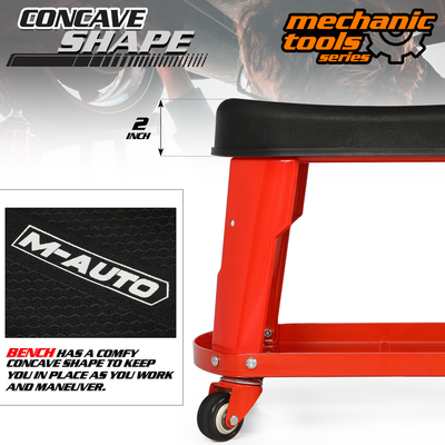 Heavy Duty Garage Rolling Workshop Stool <br>Dimensions: 16.5 x 10.5 x 14 in.