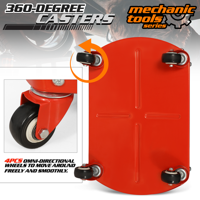 Heavy Duty Garage Rolling Workshop Stool <br>Dimensions: 16.5 x 10.5 x 14 in.