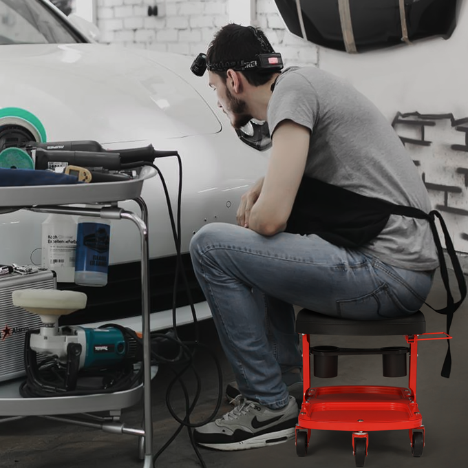 Rolling Shop Mechanic Creeper/Shop Stool <br>Dimensions: 6.5 x 14.5 x 17.5 in.
