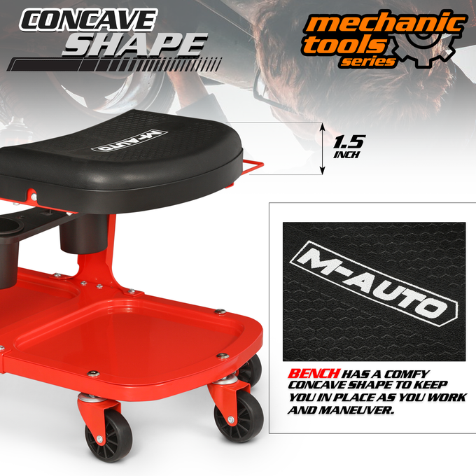 Rolling Shop Mechanic Creeper/Shop Stool <br>Dimensions: 6.5 x 14.5 x 17.5 in.