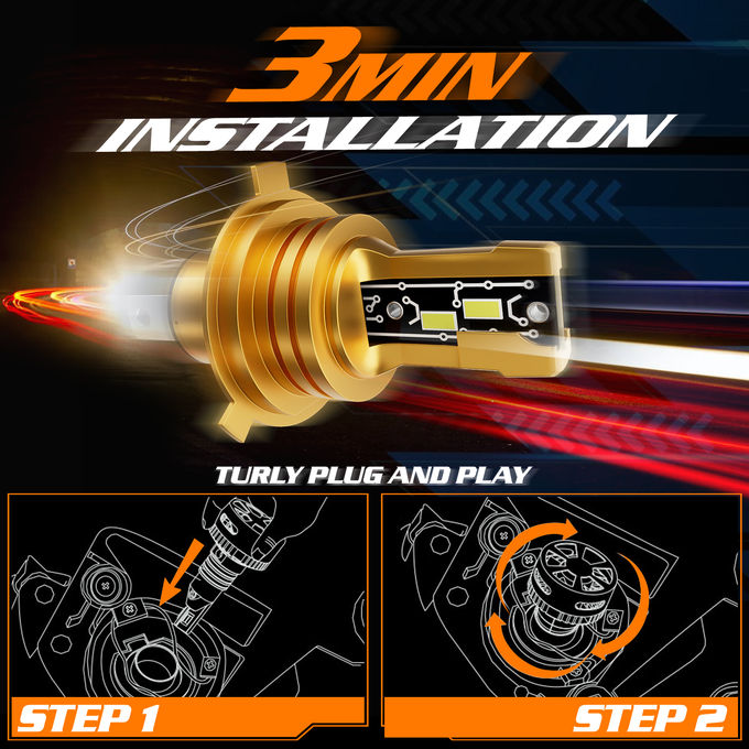 2PC H4 6500K White LED Headlight Bulb Kit <br>High/Low Beam