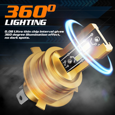 2PC H4 6500K White LED Headlight Bulb Kit <br>High/Low Beam