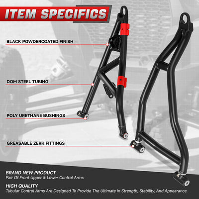 Pair of Front Upper & Lower A-Arms <br> 14-23 Polaris RZR XP 1000, Turbo, 4 XP 1000, Turbo