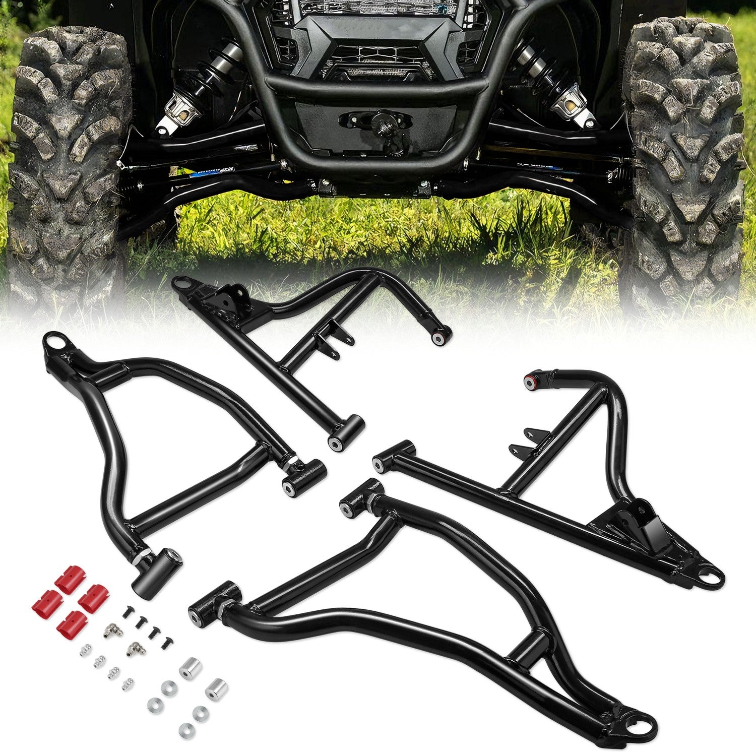 Pair Front Upper + Lower Control A-Arms <br>17-18 Polaris RZR 4 900
