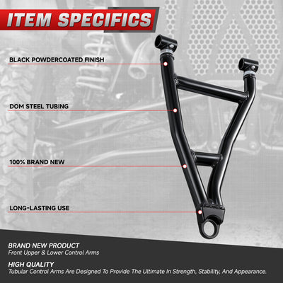 Pair Front Upper + Lower Control A-Arms<br>15-16 Polaris Ranger XP 570, 13-19 XP 900