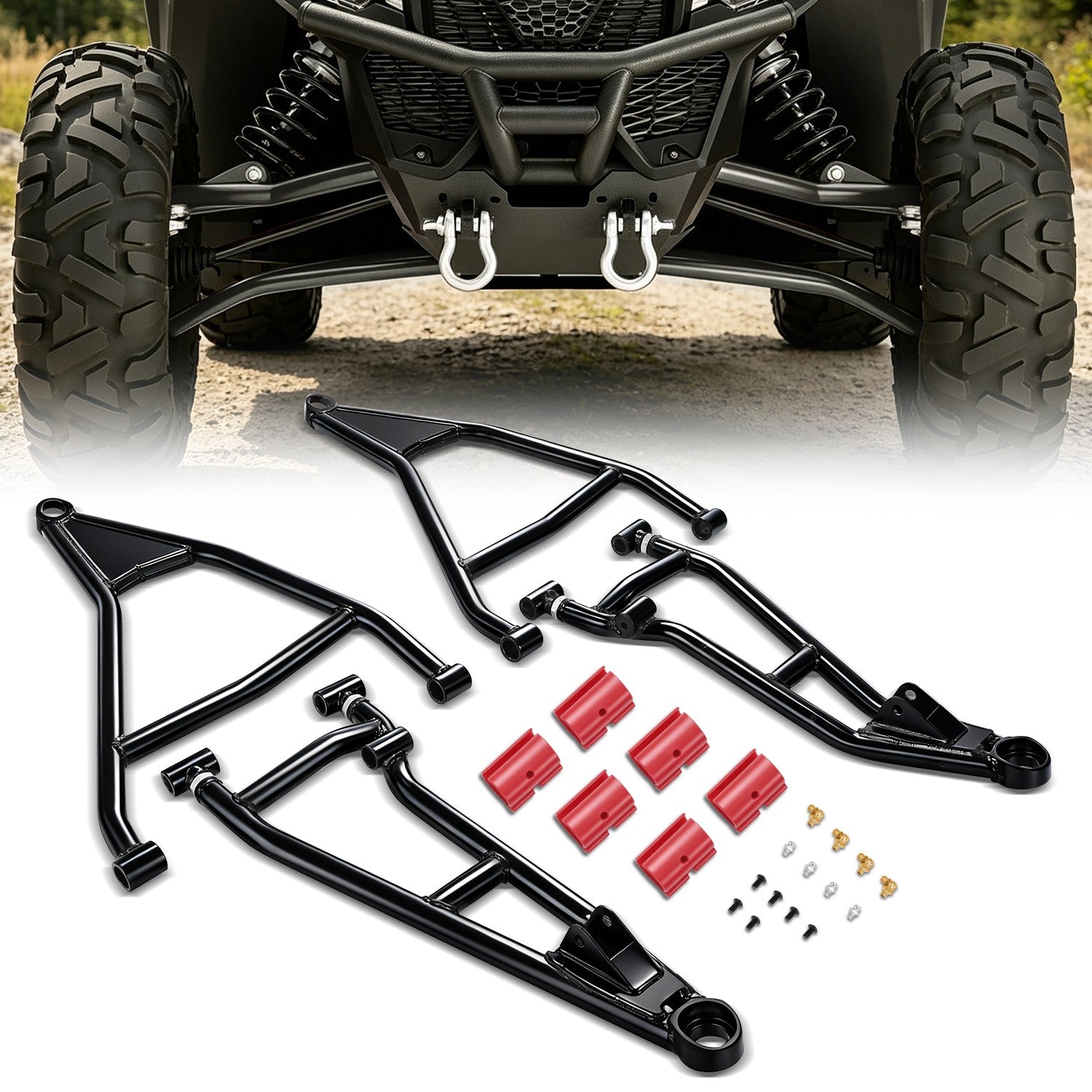 Pair Front Upper + Lower Control A-Arms<br>17-25 Can-Am Maverick X3 R RR Max, 2018 900 HO