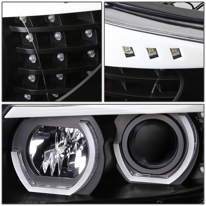Dual 3D Crystal LED Turn Signal Projector Headlight<br>09-12 BMW E90 3-Series
