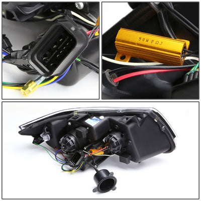 Dual 3D Crystal LED Turn Signal Projector Headlight<br>09-12 BMW E90 3-Series