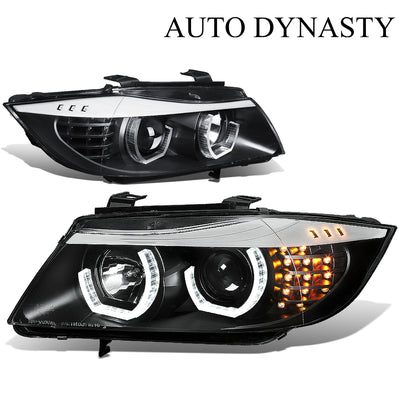 Dual 3D Crystal LED Turn Signal Projector Headlight<br>09-12 BMW E90 3-Series