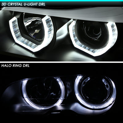 Dual 3D Crystal LED Turn Signal Projector Headlight<br>09-12 BMW E90 3-Series