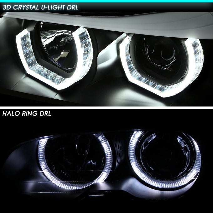 Dual 3D Crystal LED Turn Signal Projector Headlight<br>09-12 BMW E90 3-Series