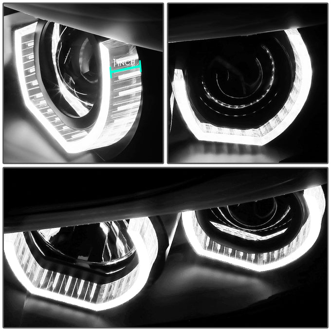 Dual 3D Crystal LED Turn Signal Projector Headlight<br>06-08 BMW E90 323i, 325i, 328xi, 330i