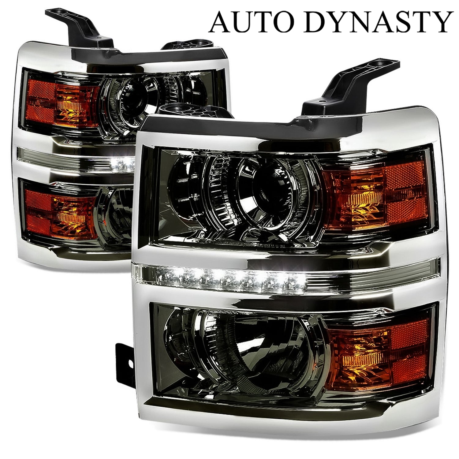 LED DRL Strip Projector Headlights <br>14-15 Chevy Silverado 1500