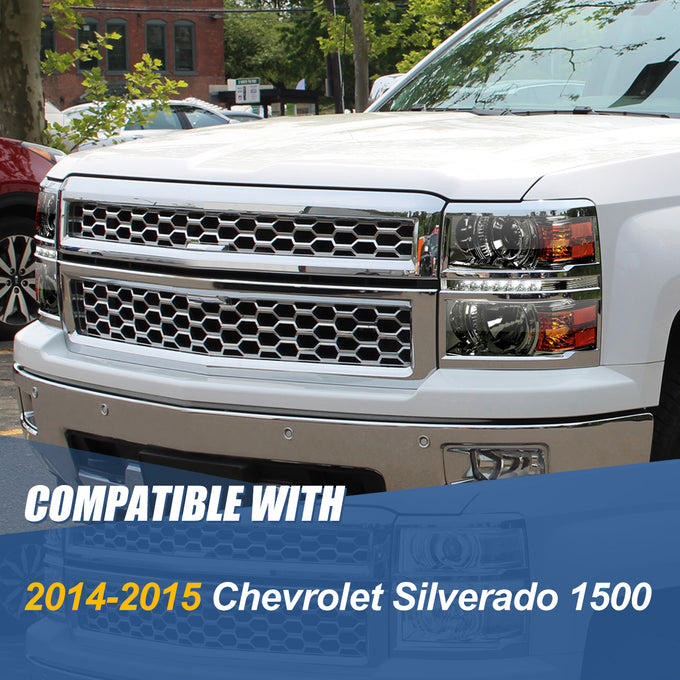 LED DRL Strip Projector Headlights <br>14-15 Chevy Silverado 1500