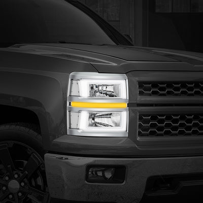 Box-Style LED DRL Sequential Headlights+Bumper Lamp <br>14-15 Chevy Silverado 1500