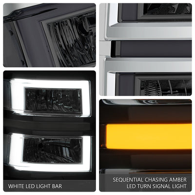 Box-Style LED DRL Sequential Headlight+Bumper Lamp <br>14-15 Chevy Silverado 1500