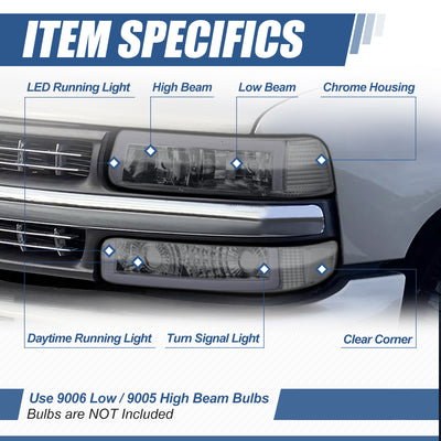 C-Style LED DRL Headlight+Bumper Lamp <br>99-06 Chevy Silverado, Suburban, Tahoe