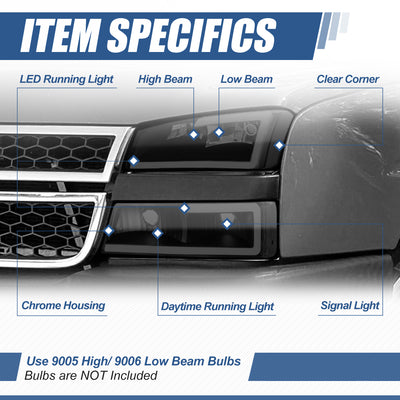 LED DRL Bumper Lamp+Headlights <br>03-07 Chevy Silverado, Avalanche