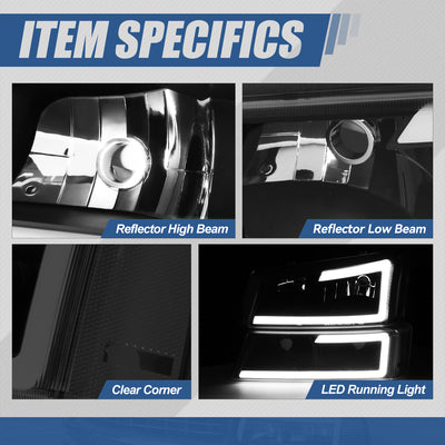 LED DRL Bumper Lamp+Headlights <br>03-07 Chevy Silverado, Avalanche
