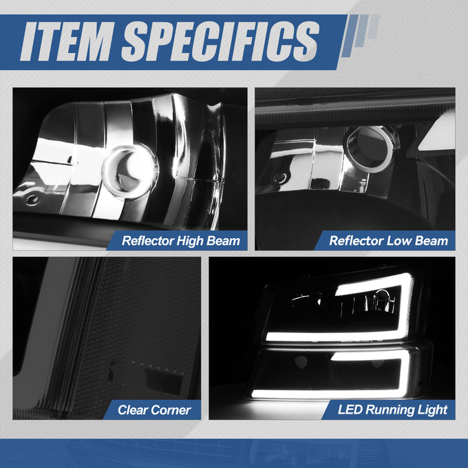 LED DRL Bumper Lamp+Headlights <br>03-07 Chevy Silverado, Avalanche