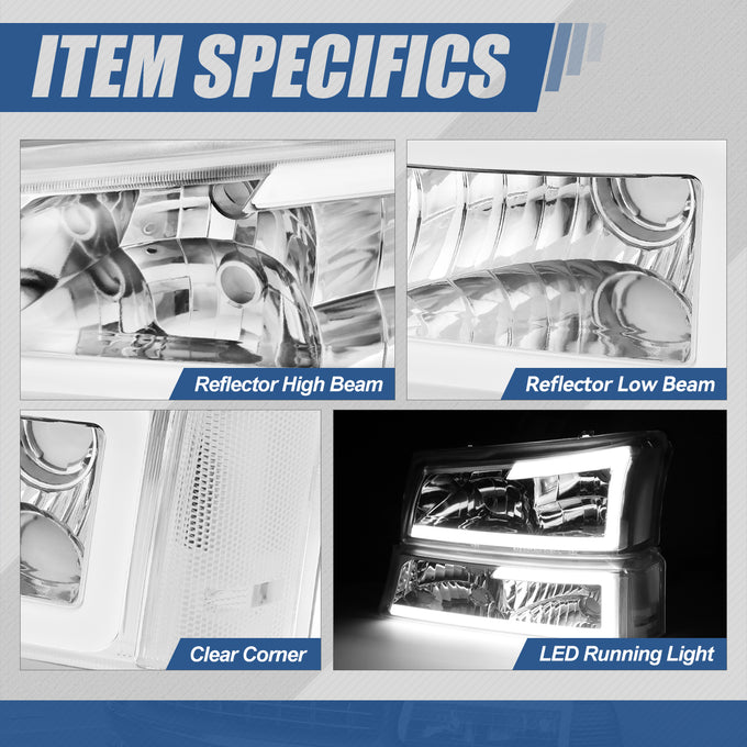 LED DRL Bumper Lamp+Headlights <br>03-07 Chevy Silverado, Avalanche