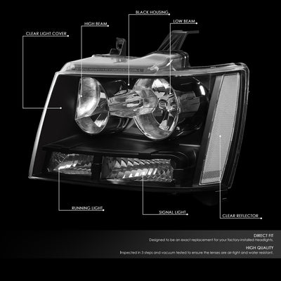 Factory Style Headlights Assembly <br>07-14 Chevy Suburban 1500, 2500, Tahoe, Avalanche