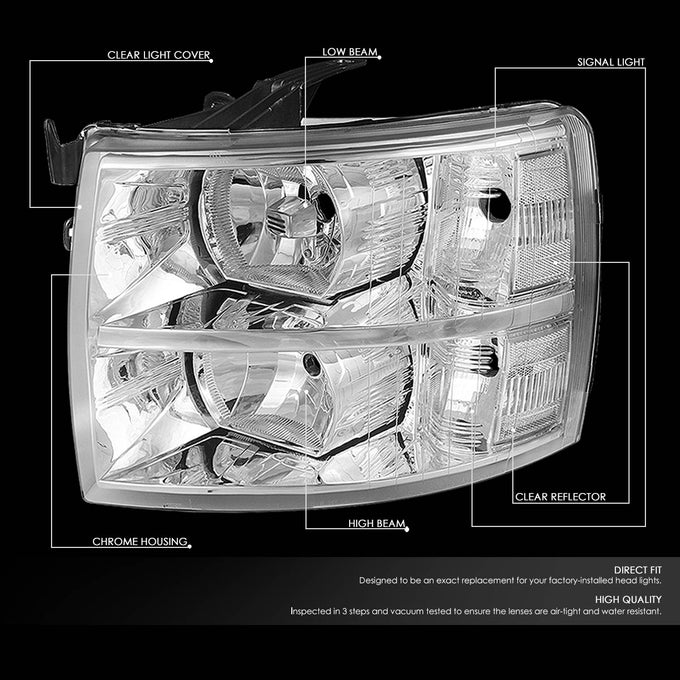 Factory Style Headlights Assembly <br>07-14 Chevy Silverado 1500, 2500HD, 3500