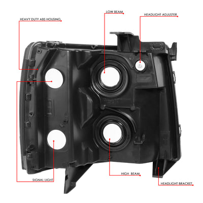 Factory Style Headlights Assembly <br>07-14 Chevy Silverado 1500, 2500HD, 3500