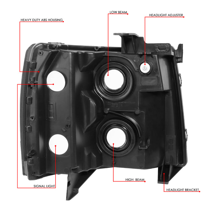 Factory Style Headlights Assembly <br>07-14 Chevy Silverado 1500, 2500HD, 3500