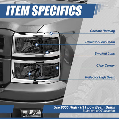 Factory Style Headlights Assembly <br>14-15 Chevy Silverado 1500