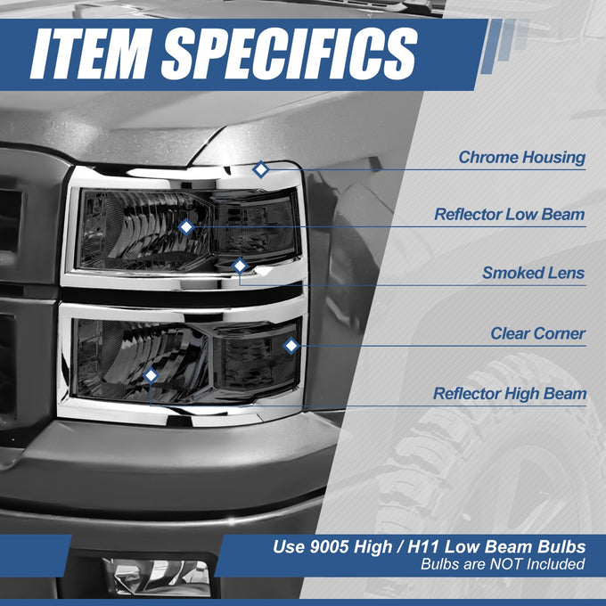 Factory Style Headlights Assembly <br>14-15 Chevy Silverado 1500