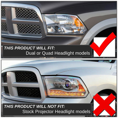 Factory Style Headlights Assembly <br>09-18 Dodge Ram 1500, 2500, 3500, 4500, 5500