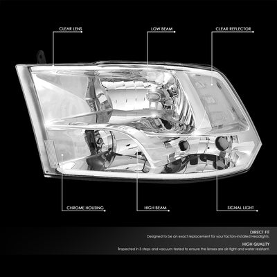 Factory Style Headlights Assembly <br>09-18 Dodge Ram 1500, 2500, 3500, 4500, 5500