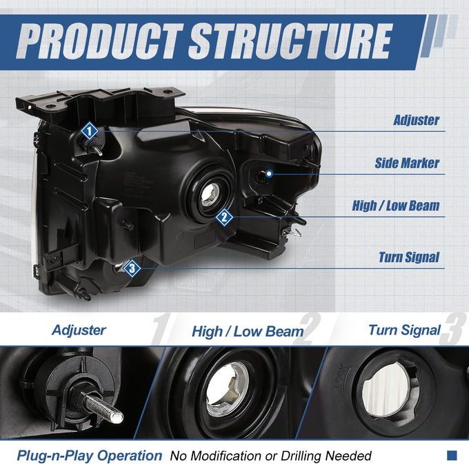 Factory Style Headlights Assembly <br>09-14 Ford F-150