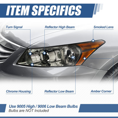 Factory Style Headlights Assembly <br>08-12 Honda Accord