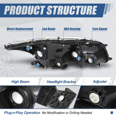 Factory Style Headlights Assembly <br>08-12 Honda Accord