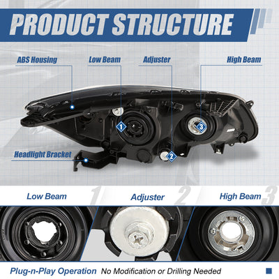 Factory Style Projector Headlights Assembly <br>13-15 Honda Accord 4-Door