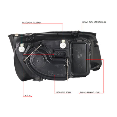 E-Code Style Headlights Assembly <br>99-05 Volkswagen Jetta MKIV