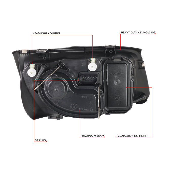 E-Code Style Headlights Assembly <br>99-05 Volkswagen Jetta MKIV