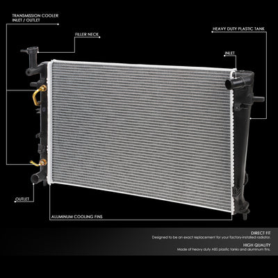 DPI 2787 Factory Style 1-Row Cooling Radiator <br>05-10 Hyundai Tucson, KIA Sportage 2.7L AT
