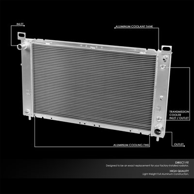 2-Rows Cooling Radiator+Fan Shroud <br>99-06 GMC Yukon Sierra AT 4.8L 5.3L V8