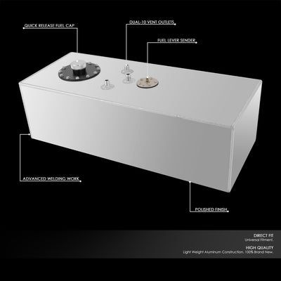 Aluminum Fuel Tank - 15 gal. <br> 30 in. L x 12 in. W x 9 in. H