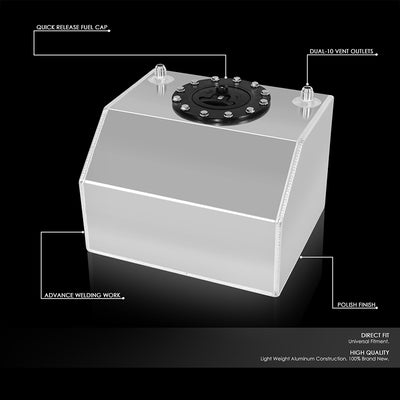 Aluminum Fuel Tank - 4 gal. <BR> 12 in. L x 10 in. W x 8 in. H