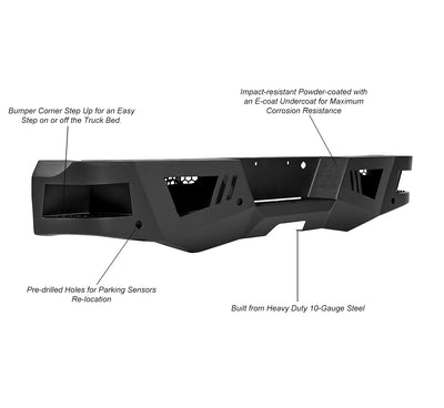 Heavy Duty Rear Bumper <br>09-18 Dodge Ram 1500, 10-23 2500, 3500