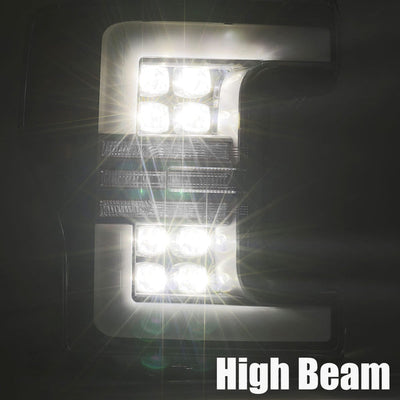 NOVA Active LED DRL Sequential Projector Headlights <br> 17-19 Ford F-250 F-350 F-450 F-550 Super Duty