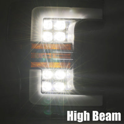 NOVA Active LED DRL Sequential Projector Headlights <br> 17-19 Ford F-250 F-350 F-450 F-550 Super Duty