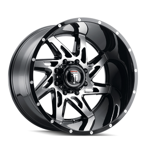 Spyder AT183 Gloss Black Machined Wheel <br> 11-26 Chevy Silverado GMC Sierra 2500 3500 HD